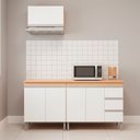 Ver imagem 1 de Conjunto Kit Cozinha Compacta Balcão Pia sem Tampo Balcão Cooktop e Aéreo Ajl Móveis