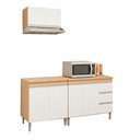 Ver imagem 2 de Conjunto Kit Cozinha Compacta Balcão Pia sem Tampo Balcão Cooktop e Aéreo Ajl Móveis