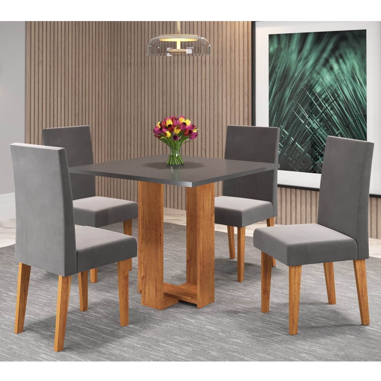 Conjunto Sala de Jantar Chiara Mesa Quadrada com 4 Cadeiras Vênus - 1