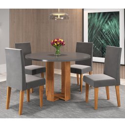 Conjunto Sala de Jantar Chiara Mesa Redonda com 4 Cadeiras Vênus - 1