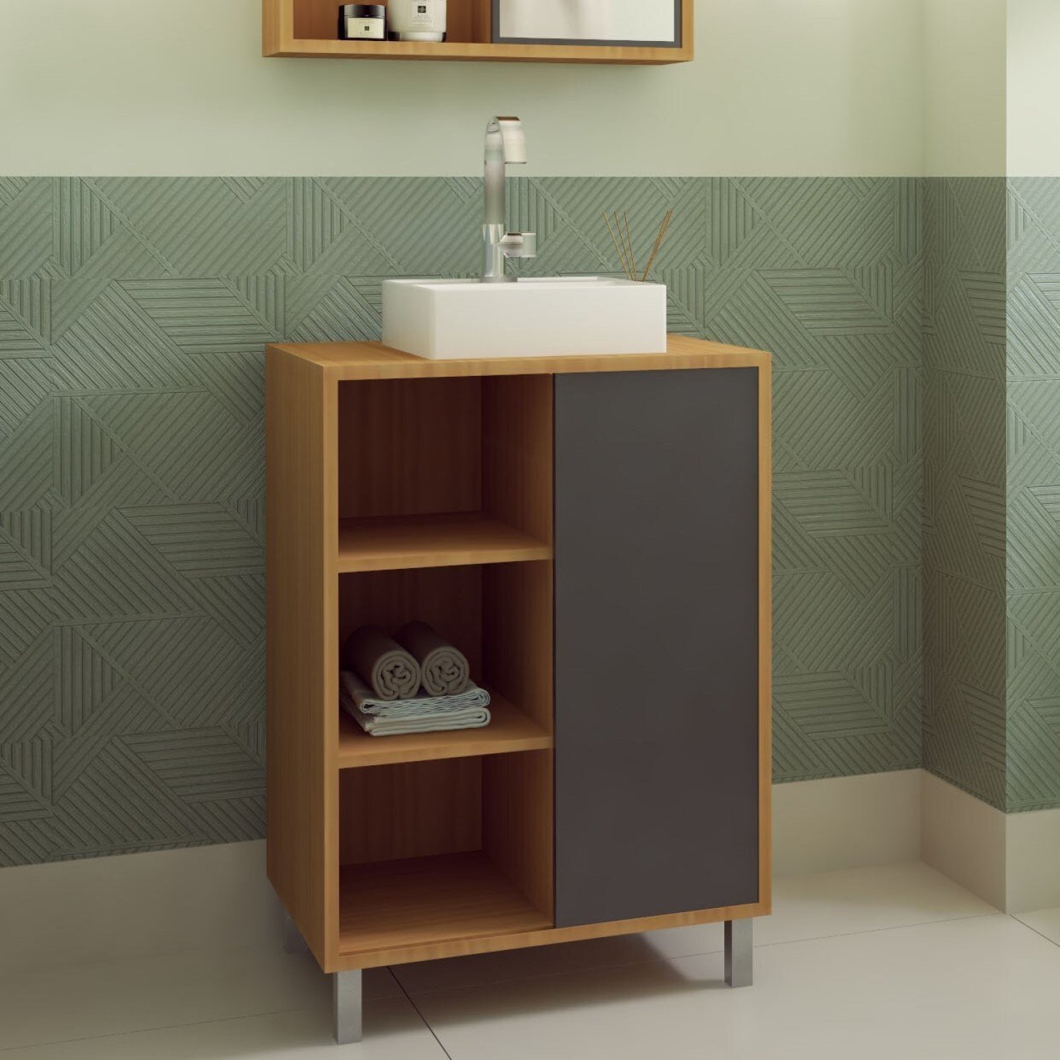 Gabinete para Banheiro 60cm 1 Porta de Correr Julia