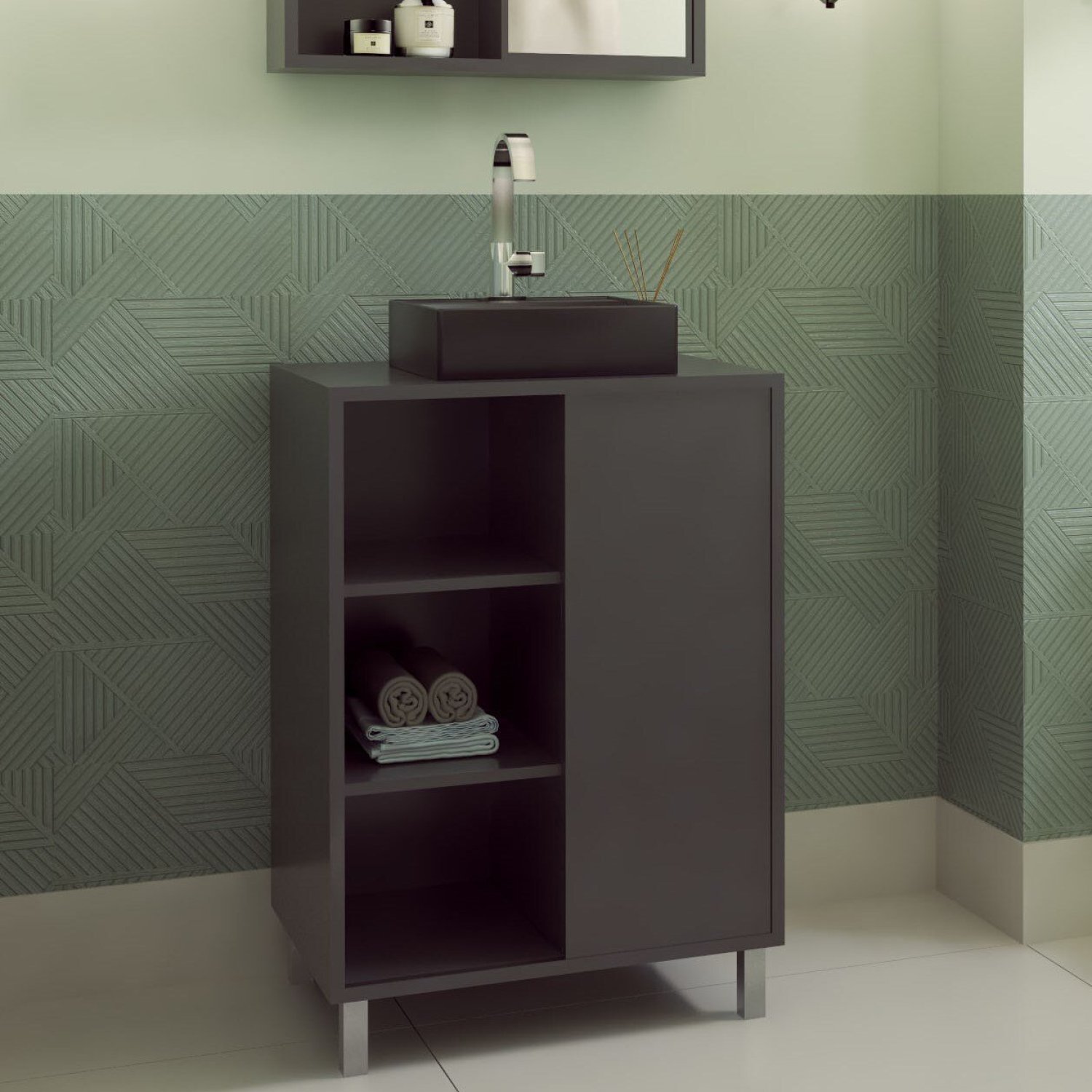 Gabinete para Banheiro 60cm 1 Porta de Correr Julia