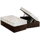 Ver imagem 1 de Cama Box Baú Solteiro: Colchão Espuma Castor D28 Sleep Max Duplo + Base CRC Suede Marrom(88x188)