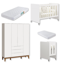 Ver imagem 2 de Quarto de Bebê Berço Evolution + Guarda Roupa Infantil 4P e 3g Branco Classic 02 Colchões
