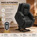 Ver imagem 4 de Poltrona do Papai com Massagem Aquecimento Austin Elevação Lift 150º PU Preto G31 - Gran Belo
