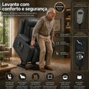 Ver imagem 7 de Poltrona do Papai com Massagem Aquecimento Austin Elevação Lift 150º PU Preto G31 - Gran Belo
