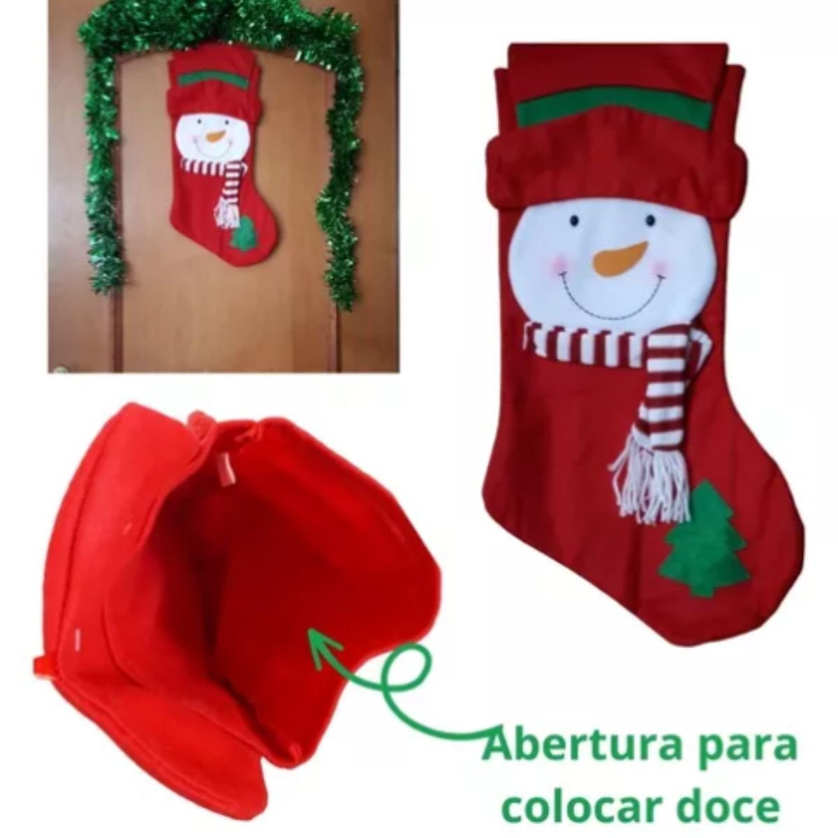 Enfeite Natalino Bota Decorativa Pendente Porta Festão - 7