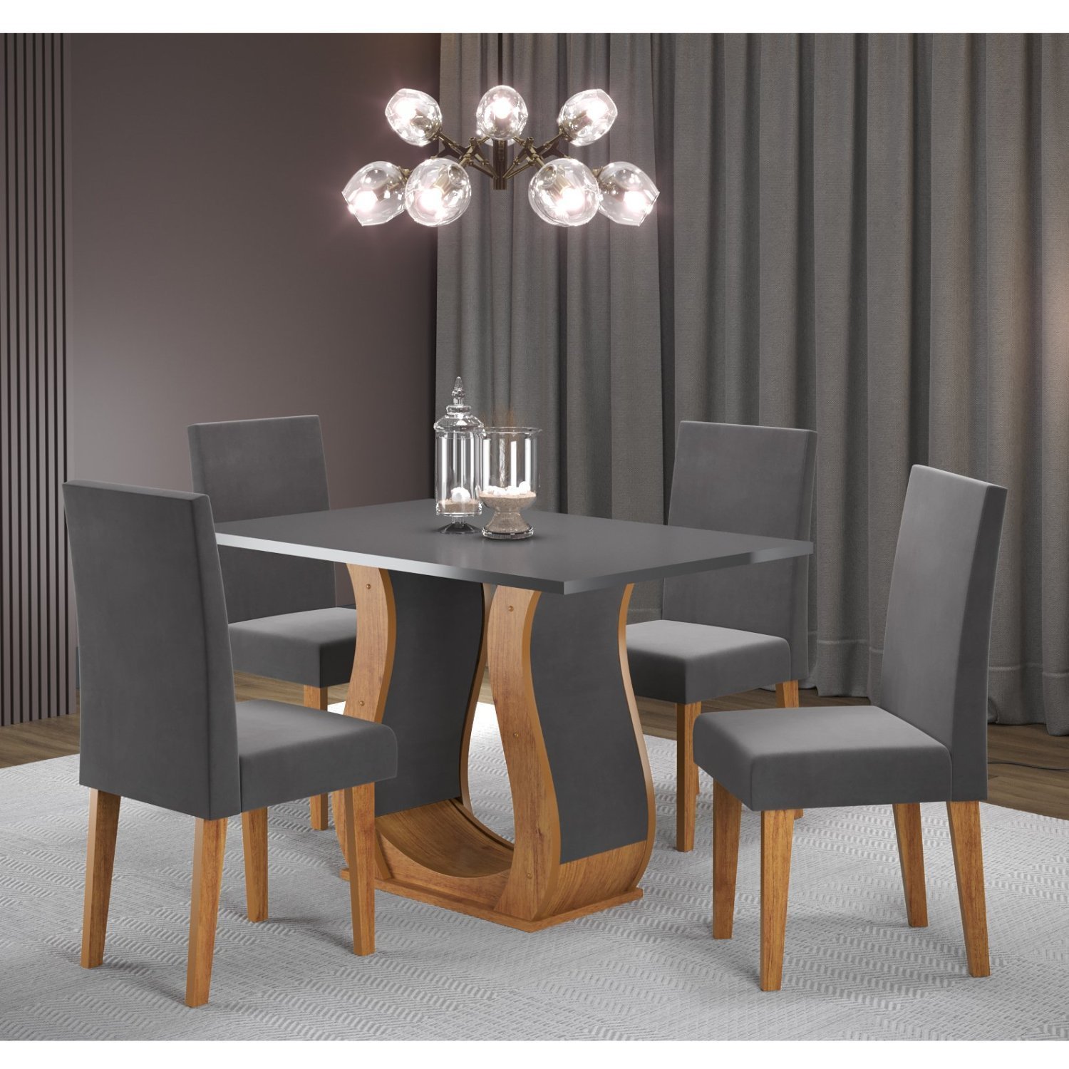 Conjunto Sala de Jantar Mesa Criare com 4 Cadeiras Vênus