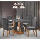 Ver imagem 1 de Conjunto Sala de Jantar 4 Lugares com Mesa Retangular e Cadeiras Estofadas Criare Vênus Mel Grafite