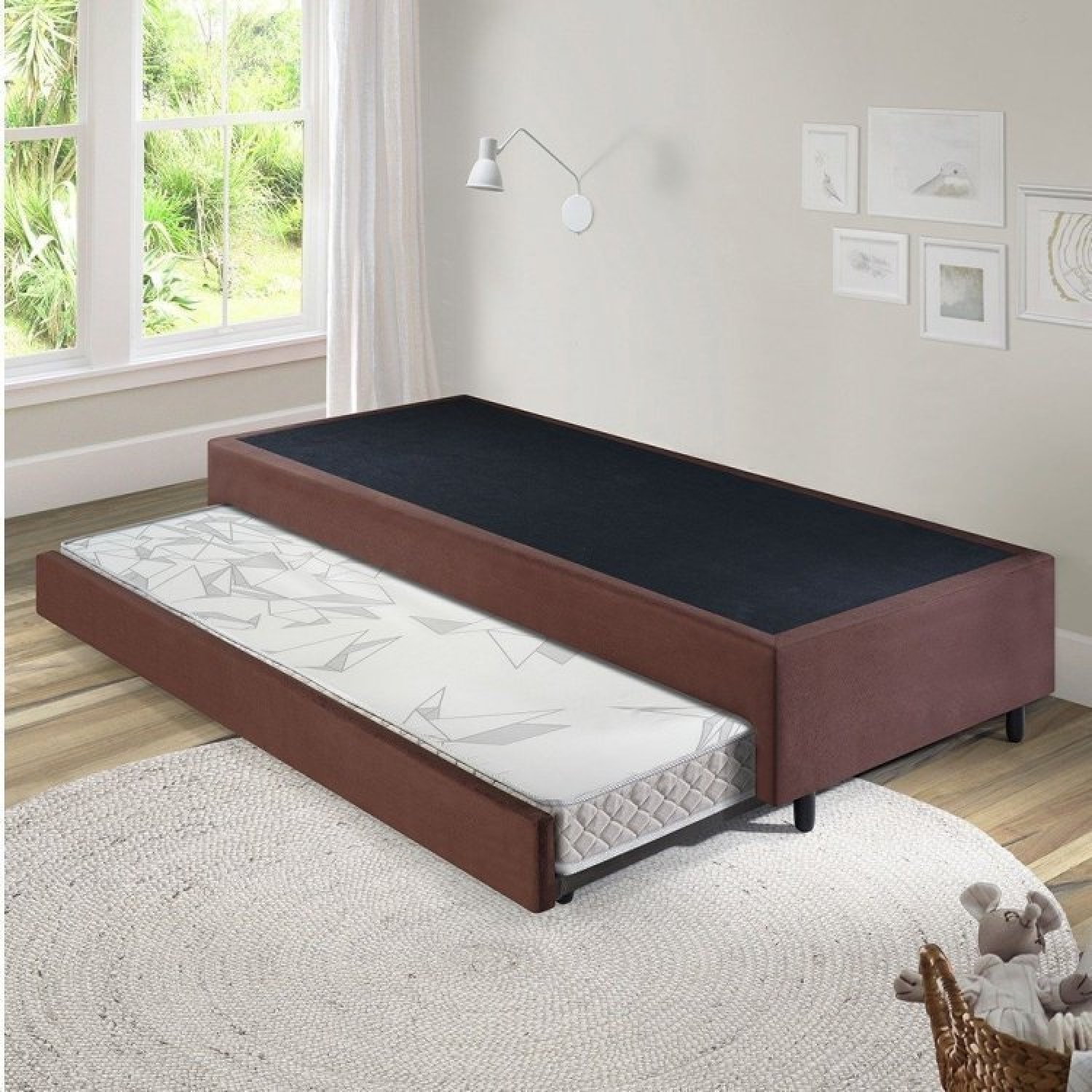 Bicama Solteiro King 96x203x28cm Suede e Colchão Auxiliar D23 78x188x12cm Ecoline - 2