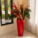 Ver imagem 1 de Vaso Decorativo Fibra de Vidro Florida P 65cm Vermelho Brilho Lindo Vaso