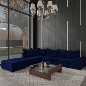 Sofá de Canto 9 Lugares com Puff Itapema