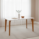 Ver imagem 1 de Mesa para Sala de Jantar 160cm com Vidro Papaia Marrom/Off White