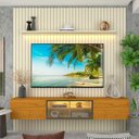 Ver imagem 1 de Estante e Home Theater Ripado para TV até 84 Polegadas 100% MDF 228,8cmx250cm Ripada 3 Portas com Led Nobre Luminare Bege Off White/Naturale