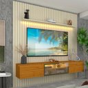 Ver imagem 7 de Estante e Home Theater Ripado para TV até 84 Polegadas 100% MDF 228,8cmx250cm Ripada 3 Portas com Led Nobre Luminare Bege Off White/Naturale