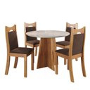 Ver imagem 2 de Conjunto de Jantar Mesa Redonda Stuart com 4 Cadeiras Dalas Yescasa Marrom/Mel/Off White/Bombom
