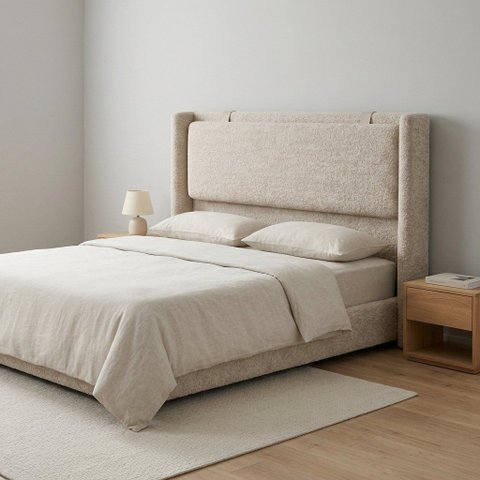 Cabeceira de Cama Queen Estofada Pier 188cm Design Luxuoso Boucle
