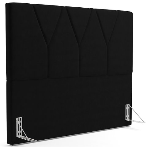 Cabeceira Cama Box Quenn 160 Cm Aurora W01 Suede Preto - Lyam Decor