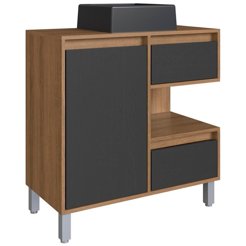 Gabinete Suspenso 80 Cm Cuba Preta Bl2001 Mell Grafite Faem Mell ...