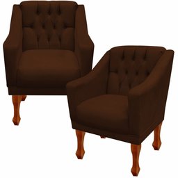 Jogo de Sofá Namoradeira + 02 Poltronas para Escritorio Recepção Grecia - Suede Marrom - 5