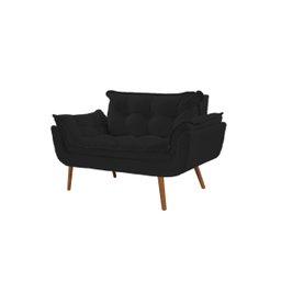 Poltrona Decorativa Sofá Namoradeira 2 Lugares Opalla Preto - 2