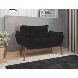 Poltrona Decorativa Sofá Namoradeira 2 Lugares Opalla Preto - 1