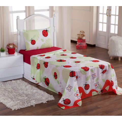 Jogo de Cama Infantil 3 Pecas:joaninha