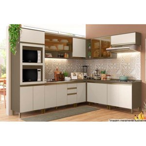 Cozinha Modulada Henn Connect 13 Peças (4 Armários + 4 Balcões + 1 Paneleiro + 4 Complementos) C13P0