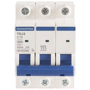 Minidisjuntor Tdj3ka 3 P 10 a Curva C Tramontina