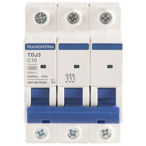 Minidisjuntor Tdj3ka 3 P 10 a Curva C Tramontina