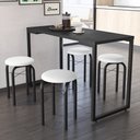 Ver imagem 1 de Conjunto Mesa de Cozinha Prattica Industrial 120cm com 4 Banquetas F02 Preto/Branco - Mpozenato