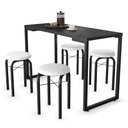 Ver imagem 3 de Conjunto Mesa de Cozinha Prattica Industrial 120cm com 4 Banquetas F02 Preto/Branco - Mpozenato