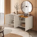 Ver imagem 5 de Buffet Aparador 4 Portas com Bandeja Integrada 149,5cm Pés em Dourado Cais Off White