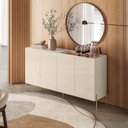 Ver imagem 1 de Buffet Aparador 4 Portas com Bandeja Integrada 149,5cm Pés em Dourado Cais Off White