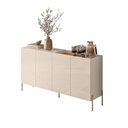 Ver imagem 3 de Buffet Aparador 4 Portas com Bandeja Integrada 149,5cm Pés em Dourado Cais Off White