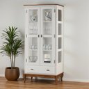 Ver imagem 2 de Cristaleira 2 Portas 3 Prateleiras Pés Luiz Xv Florença 10303 - Branco/imbuia