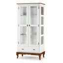 Ver imagem 1 de Cristaleira 2 Portas 3 Prateleiras Pés Luiz Xv Florença 10303 - Branco/imbuia