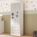 Ver imagem 1 de Guarda-roupa Infantil 62cm 2 Portas com Vidro e 2 Gavetas Pirulito Multimóveis Mp4466 Branco/off