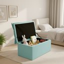 Ver imagem 2 de Puff Baú Opala Decorativo Organizador Quarto Infantil: Turquesa