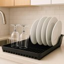 Ver imagem 3 de Kit Pia Escorredor de Louças Pratos e Dispenser Detergente com Porta Esponja 500ml Preto Crippa