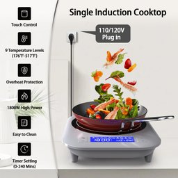 Vbgk Cooktop de Indução Portátil 1800w com 9 Níveis de Temperatura e Timer - 3