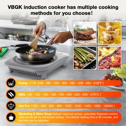 Vbgk Cooktop de Indução Portátil 1800w com 9 Níveis de Temperatura e Timer - 8