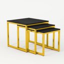 Ver imagem 3 de Trio Mesa Lateral Industrial Isabella Tampo Preto Base Ferro Amarelo - Preto