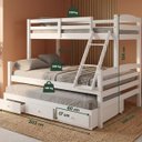 Ver imagem 2 de Cama Treliche Casal Solteiro Madeira Maciça 3 Gavetas:Branco