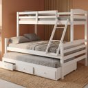 Ver imagem 1 de Cama Treliche Casal Solteiro Madeira Maciça 3 Gavetas:Branco