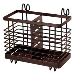 Porta Talher Duplo Preto em Metal 13x10x12,5cm - Metal Click - 4