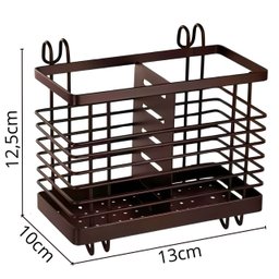 Porta Talher Duplo Preto em Metal 13x10x12,5cm - Metal Click - 2