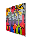 Ver imagem 4 de Mini Quadro de Garrafas com Flores Pintado a Mão 30x25cm