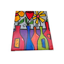 Mini Quadro de Garrafas com Flores Pintado a Mão 30x25cm - 5