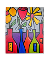 Ver imagem 2 de Mini Quadro de Garrafas com Flores Pintado a Mão 30x25cm